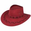 cowboyhoed-met-stiksel-donkerrood-van-Haarsoires Cowboyhoed - Western Hoed met Stiksel - Donkerrood