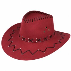 cowboyhoed-met-stiksel-donkerrood-van-Haarsoires Cowboyhoed - Western Hoed met Stiksel - Donkerrood
