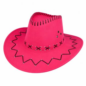 cowboyhoed-met-stiksel-fuchsia-roze-van-Haarsoires Cowboyhoed - Western Hoed met Stiksel - Fuchsia Roze