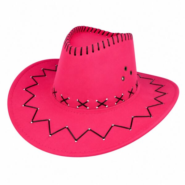 cowboyhoed-met-stiksel-fuchsia-roze-van-Haarsoires Cowboyhoed - Western Hoed met Stiksel - Fuchsia Roze