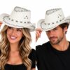 cowboyhoed-met-stiksel-wit-op-model-van-Haarsoires Cowboyhoed - Western Hoed met Stiksel - Wit