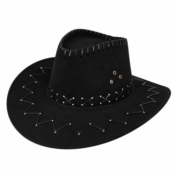 cowboyhoed-met-stiksel-zwart-van-Haarsoires Cowboyhoed - Western Hoed met Stiksel - Zwart
