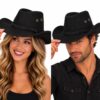 cowboyhoed-suedelook-zwart-op-model-van-Haarsoires Cowboyhoed - Western Hoed - Suèdelook - Zwart