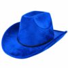 cowboyhoed-velvet-blauw-van-Haarsoires Cowboyhoed - Western Hoed - Velvet - Blauw