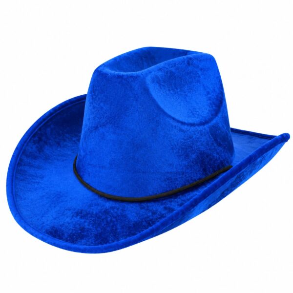cowboyhoed-velvet-blauw-van-Haarsoires Cowboyhoed - Western Hoed - Velvet - Blauw