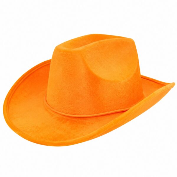 cowboyhoed-velvet-oranje-van-Haarsoires Cowboyhoed - Western Hoed - Velvet - Oranje