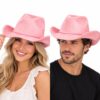 cowboyhoed-velvet-roze-op-model-van-Haarsoires Cowboyhoed - Western Hoed - Velvet - Roze