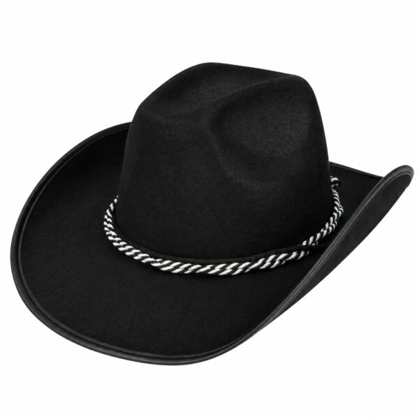 cowboyhoed-vilt-zwart-van-Haarsoires Cowboyhoed - Western Hoed - Vilt - Zwart