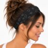 Haarband 3-in-1 - Glitterprint - Zwart