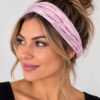 Haarband 3-in-1 - Glitterstof - Roze Zilver