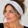 Haarband 3-in-1 - Glitterstof - Wit Zilver