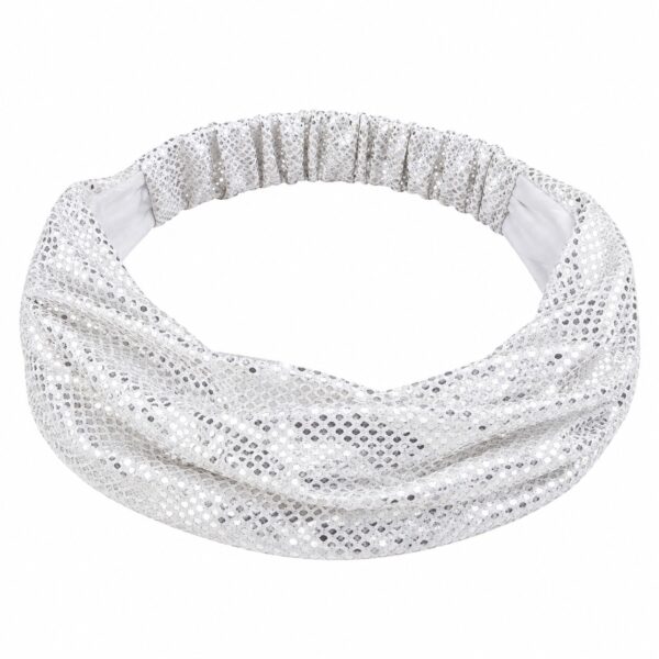 Haarband 3-in-1 - Glitterstof - Wit Zilver