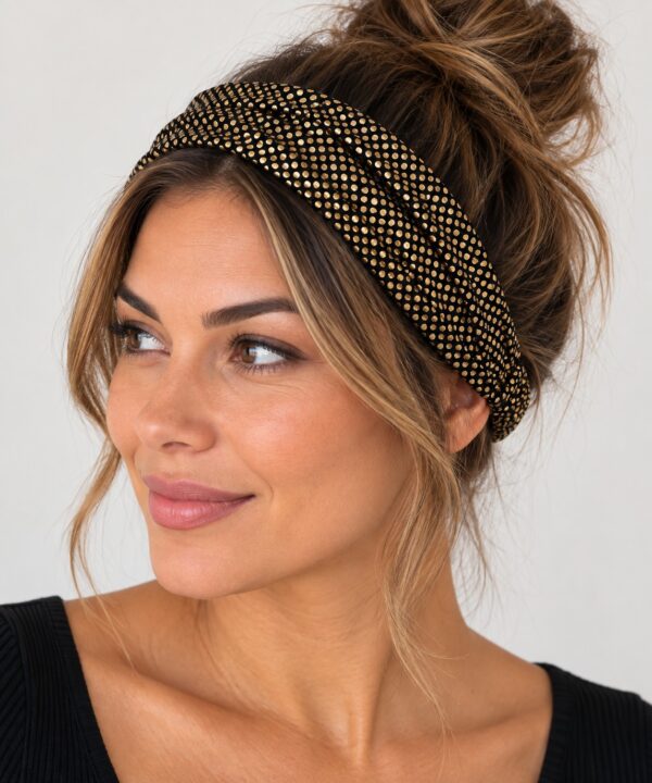Haarband 3-in-1 - Glitterstof - Zwart Goud