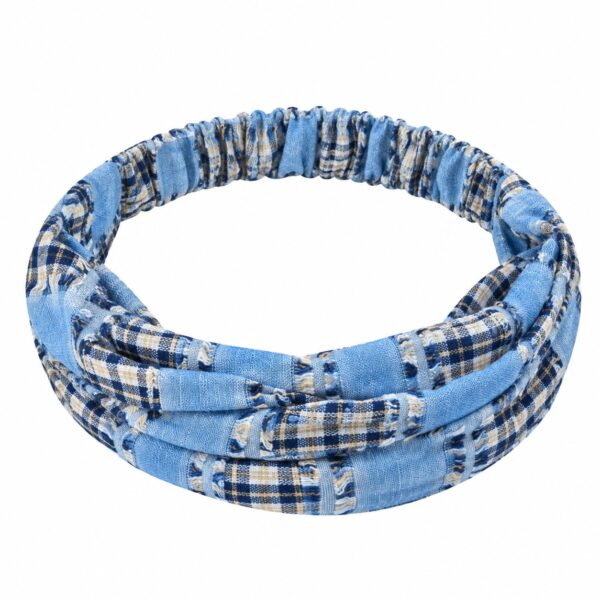 Haarband 3-in-1 - Ruitprint - Blauw Geel