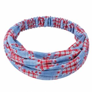 Haarband 3-in-1 - Ruitprint - Blauw Rood