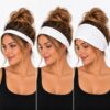haarband-3-in-1-wit-op-model-van-Haarsoires Haarband 3-in-1 - Effen - Wit