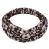 Haarband 3-in-1 - Bloemenprint - Donkerbruin Wit