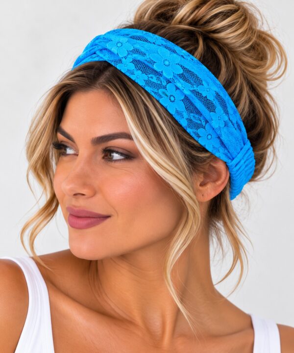 Haarband Bandana - Kanten Stof - Blauw