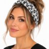 Haarband Bandana - Kanten Stof - Bloemenprint - Zwart Wit
