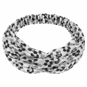 Haarband Bandana - Kanten Stof - Bloemenprint - Zwart Wit