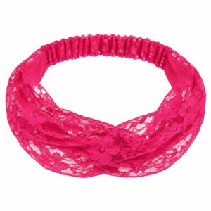 Haarband Bandana - Kanten Stof - Fuchsia Roze