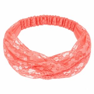 Haarband Bandana - Kanten Stof - Zalmroze