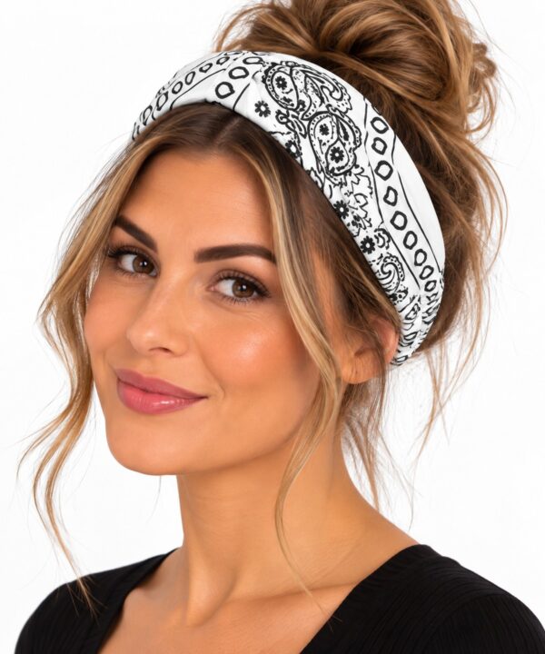 Haarband Bandana - Paisleyprint - Wit