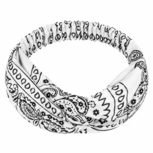 Haarband Bandana - Paisleyprint - Wit