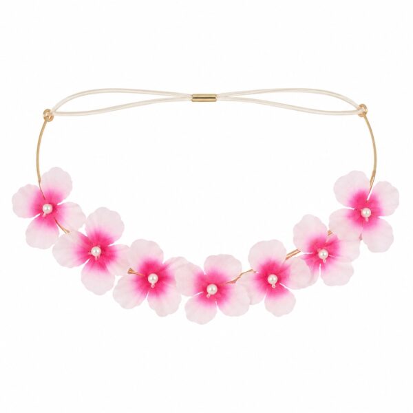 haarband-bloemenkroon-met-elastiek-roze-van-Haarsoires Haarband Bloemenkroon - Wit Roze