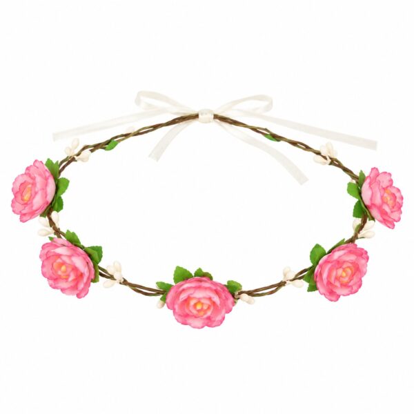 Haarband Bloemenkroon – Roze