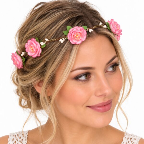 Haarband Bloemenkroon – Roze