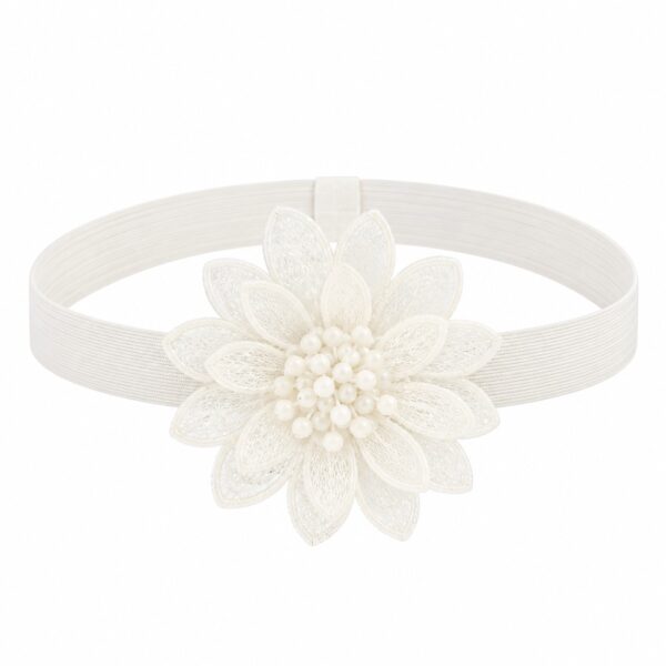 Haarband met Gehaakte Bloem - Wit