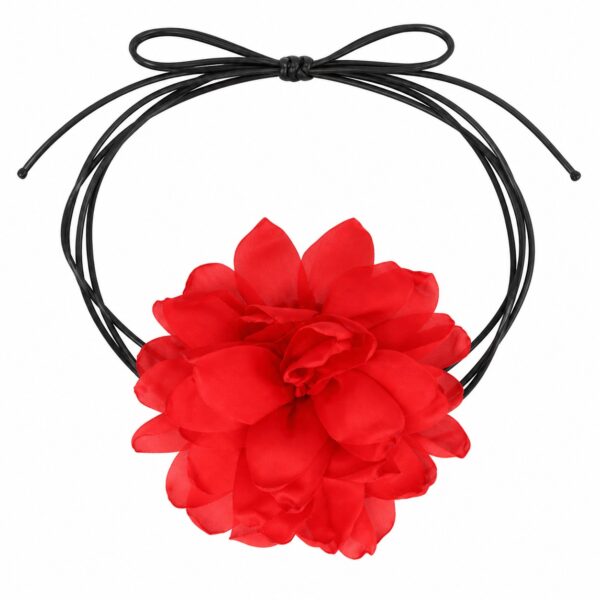 haarband-gekrulde-bloem-veter-rood-van-Haarsoires Haarband met Gekrulde Bloem - Veter Striklint - Rood