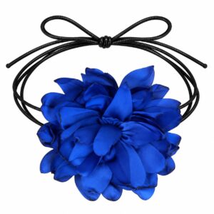 haarband-gekrulde-bloem-veter-striklint-blauw-van-Haarsoires Haarband met Gekrulde Bloem - Veter Striklint - Blauw