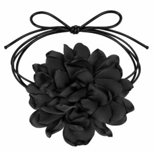 haarband-gekrulde-bloem-veter-striklint-zwart-van-Haarsoires Haarband met Gekrulde Bloem - Veter Striklint - Zwart