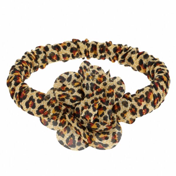 Haarband met Bloem - Panterprint – Zwart Bruin