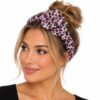 Haarband met Bloem - Panterprint – Zwart Roze