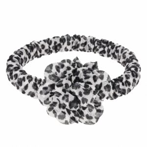 Haarband met Bloem - Panterprint – Zwart Wit