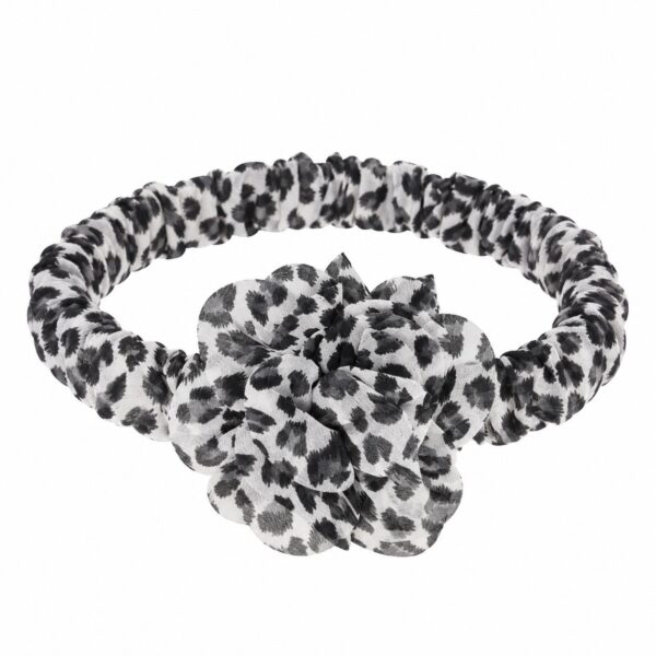 Haarband met Bloem - Panterprint – Zwart Wit
