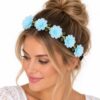 Haarband met Bloemen – Lichtblauw
