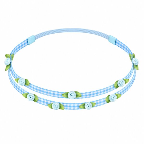 haarband-met-roosjes-ruitprint-blauw-van-haarsoires Haarband Kind met Roosjes - Ruitprint - Blauw