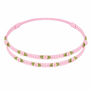 Haarband Kind met Roosjes - Ruitprint - Roze