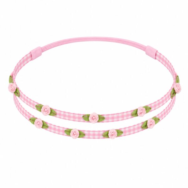 Haarband Kind met Roosjes - Ruitprint - Roze