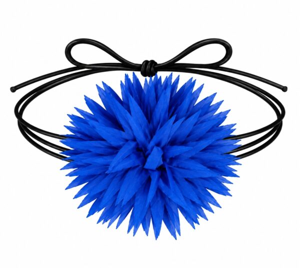 Haarband met Puntige Bloem - Veter Striklint - Blauw