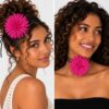 Haarband met Puntige Bloem - Veter Striklint - Fuchsia roze
