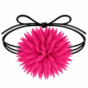 Haarband met Puntige Bloem - Veter Striklint - Fuchsia roze