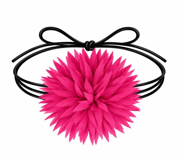 Haarband met Puntige Bloem - Veter Striklint - Fuchsia roze