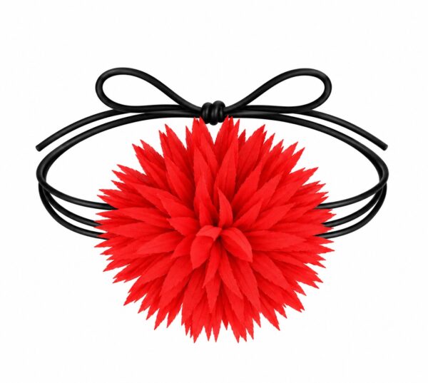 haarband-puntige-bloem-veter-rood-van-Haarsoires Haarband met Puntige Bloem - Veter Striklint - Rood