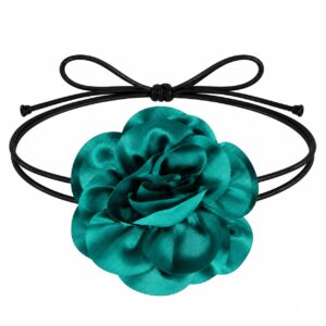 haarband-ronde-bloem-veter-zeegroen-van-Haarsoires Haarband met Ronde Bloem - Veter Striklint - Zeegroen