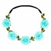 Haarband met Roos Bloemen - Aqua Blauw